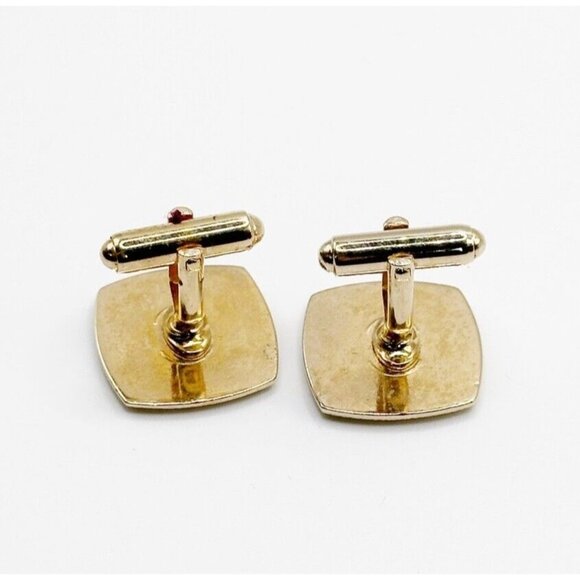 Vintage Cloisonne Style Red Gold Tone Cufflinks - Picture 3 of 3